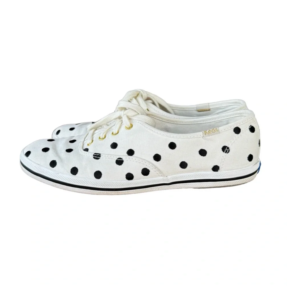 Kate Spade New York Keds Women’s White Sneakers With Black Polka Dots Size 6.5